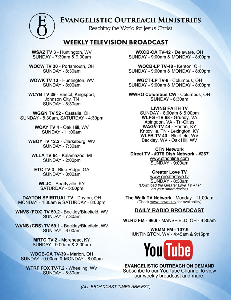 Evangelistic Outreach Broadcast Schedule